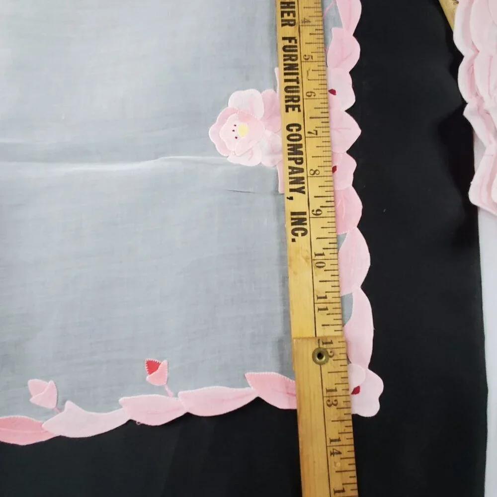 VTG 4 Hand Applique Embroidered Organdy Linen Placemats Pink White By Brode Main